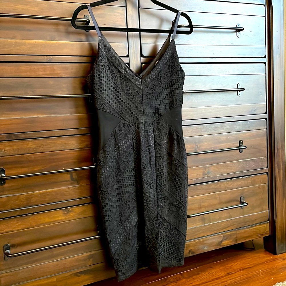 GUESS Lace & Mesh Black Dress